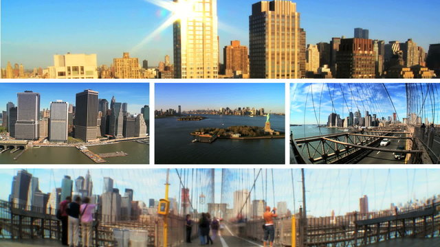 Montage view of  New York City lower Manhattan