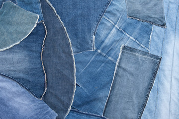 Patchwork jeans background - obrazy, fototapety, plakaty