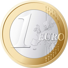 1 euro coin vector - obrazy, fototapety, plakaty