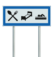 Parking Lot Road Sign Isolated Restaurant Hotel Motel Swimming