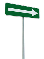 Right traffic route only direction sign turn pointer, green