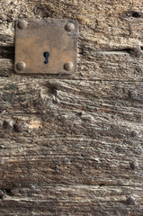 Puerta de madera vieja, cerradura, fondo