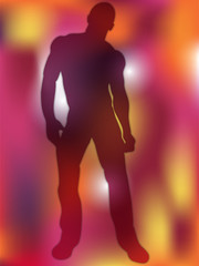 Sexy Boy Silhouette on Colorful Background
