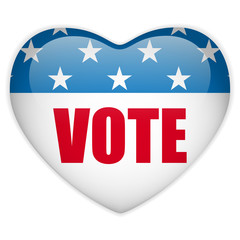 United States Election Vote Heart Button.