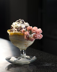 ice cream in the form of roses