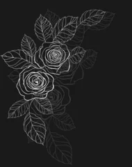 Papier Peint photo autocollant Fleurs noir et blanc abstrait noir avec des roses