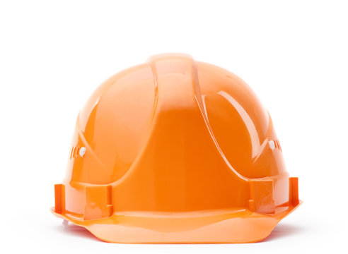 Orange Fronted Hard Hat, Isolated On White