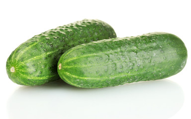 fresh cucumbers isolated on white