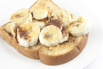 Bananas And  Peanut Butter Bread Sandwich