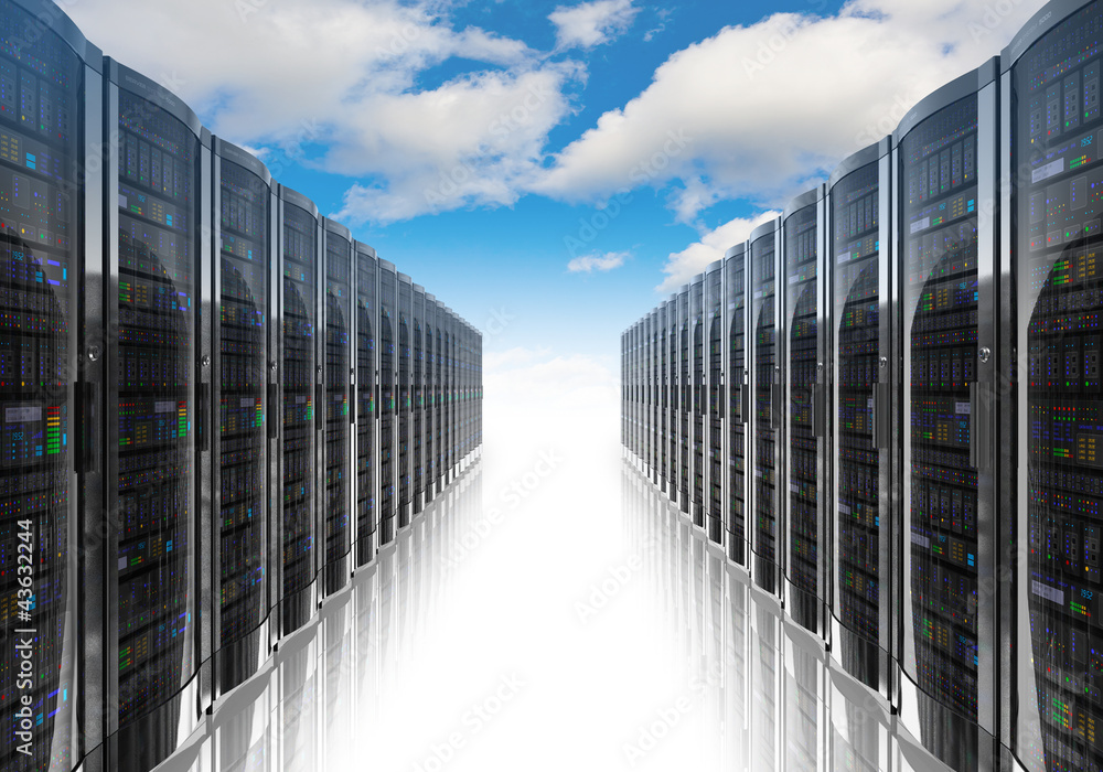 Aufkleber Cloud computing and computer networking concept