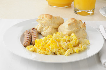 Sausage eggs and biscuits