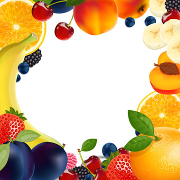 Vector Background With Different Sorts Of Fruit