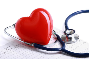 Red heart and a stethoscope