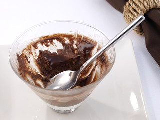 Empty cup of Chocolate Mousse