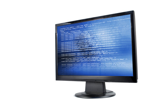 Modern lcd monitor isolated
