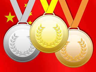 Medals with chinese flag