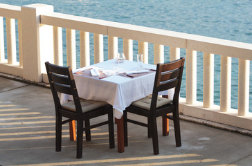 Restaurant table by the summer evening
