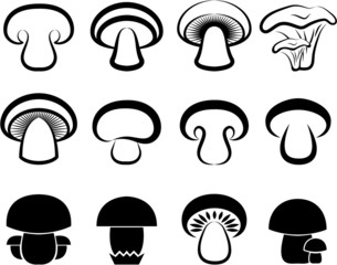 The stylized mushrooms