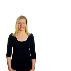 Fototapeta premium young blond woman against white background