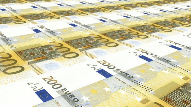 200 Euro Banknoten Druck, endlos