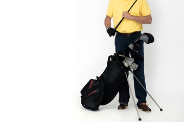 Mann mit Golftasche