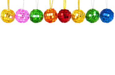 Colorful disco balls isolated over white