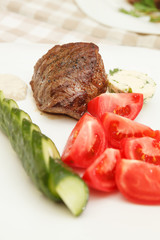 steak with fresh vegetables