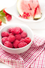 Summer fruits, watermelon, raspberries and cherries © Kamila Cyganek