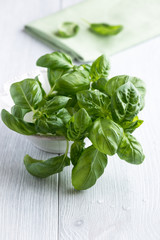 Fresh basil in a bowl