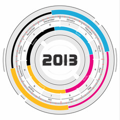 2013 CMYK circle calendar - futuristic concept design