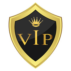 Black shield with the inscription'' VIP''