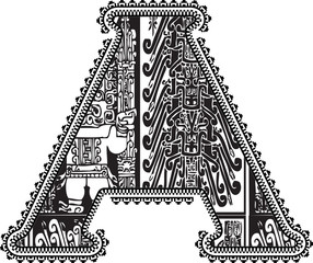 Ancient letter A. Vector illustration - 43653642