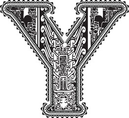 Ancient letter Y. Vector illustration