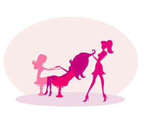 Vector illustration of the beautiful woman in beauty salon