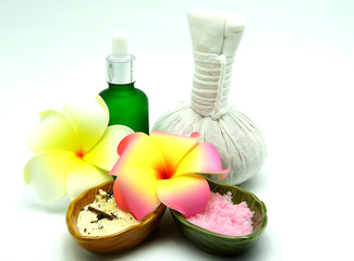 Obraz na płótnie Canvas Thai Spa Herbal Set masaż na białym tle