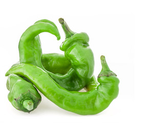 Green peppers hot isolated on a white background
