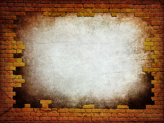 Brick wall grungy frame