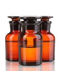 Medicine bottles isolated on white