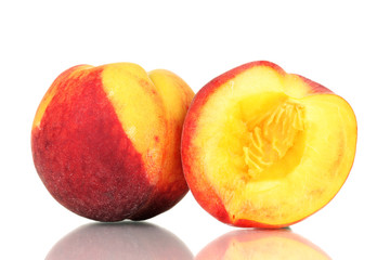 ripe peach isolated on white.