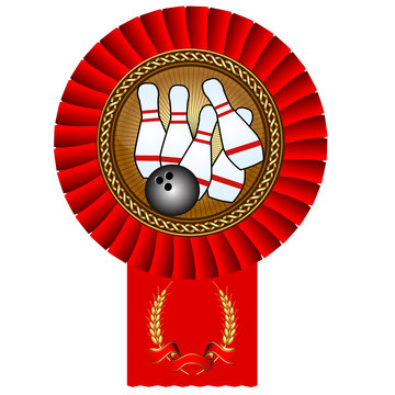 bowling skittles ball gold medal red tape