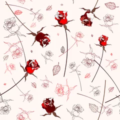 Fotobehang Abstracte bloemen Mooi naadloos rozenpatroon