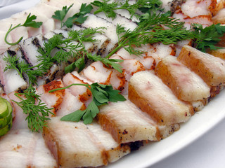 ukrainian food: salted fresh lard (salo)