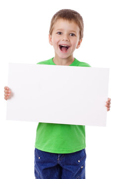 Boy standing with empty blank
