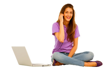 teenage girl with laptop