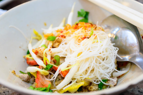 Delicious cuisine dry noodle, thai style.