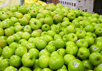 Green apples at the fruit market