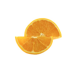 Navel seedless orange half on white background