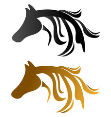 Head horses brown and black vectors