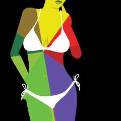Obraz na płótnie Canvas Multicolored hot woman body in bikini - illustration