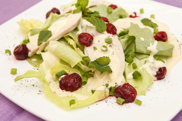 salad with chicken and cherry